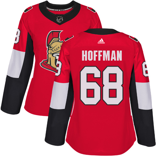 Adidas Senators #68 Mike Hoffman Red Home Authentic Women's Stitched NHL Jersey - Click Image to Close